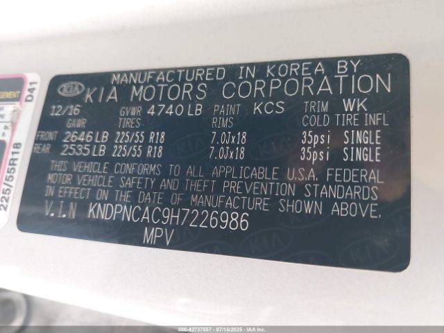 2017 KIA SPORTAGE KNDPNCAC9H7226986 Photo 8