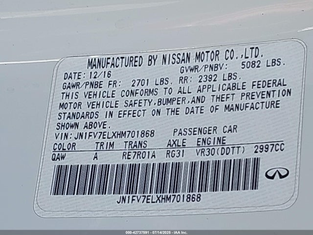 Infiniti Q60 2017 JN1FV7ELXHM701868 Image 9