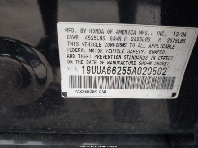 2005 ACURA TL 19UUA66255A020502 Photo 8