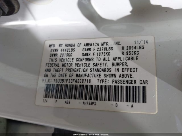 2015 ACURA TLX 19UUB1F33FA009718 Photo 8