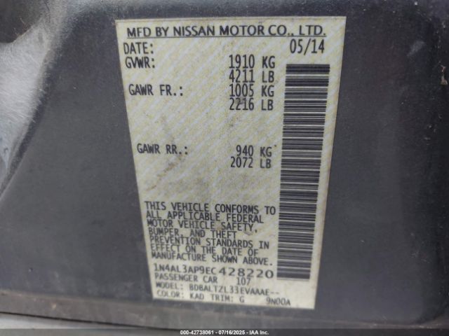 2014 NISSAN ALTIMA 1N4AL3AP9EC428220 Photo 8
