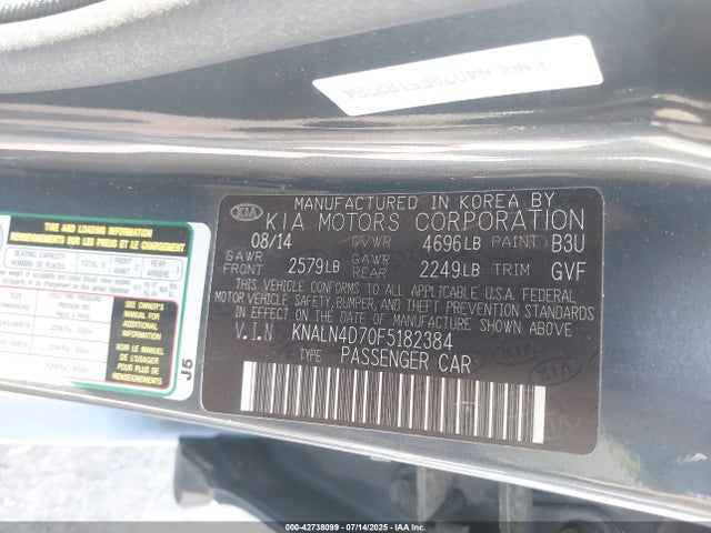 KIA v6 gdi lambda ii 2015 KNALN4D70F5182384 Image 9