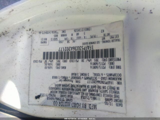 2006 FORD TAURUS 1FAFP53U36A202177 Photo 8