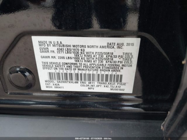 2015 MITSUBISHI OUTLANDER SPORT 4A4AP4AU2FE047124 Photo 8