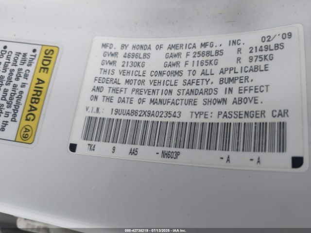 2009 ACURA TL 19UUA862X9A023543 Photo 8