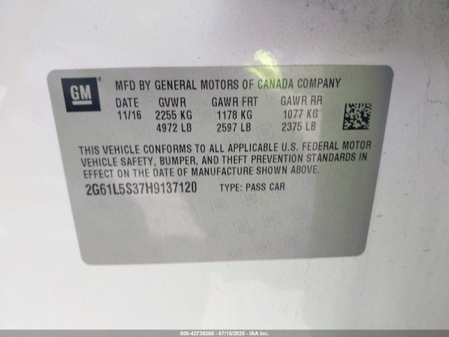 2017 CADILLAC XTS 2G61L5S37H9137120 Photo 8