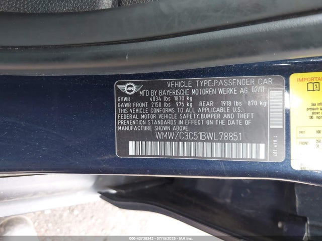 2011 MINI COOPER S COUNTRYMAN WMWZC3C51BWL78851 Photo 8