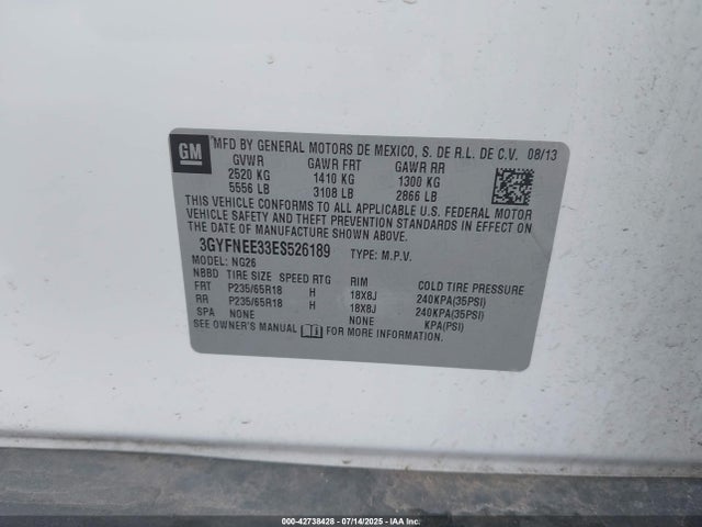 2014 CADILLAC SRX 3GYFNEE33ES526189 Photo 8