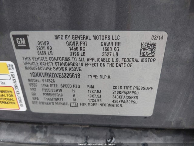 GMC llt 2014 1GKKVRKDXEJ326618 Image 9