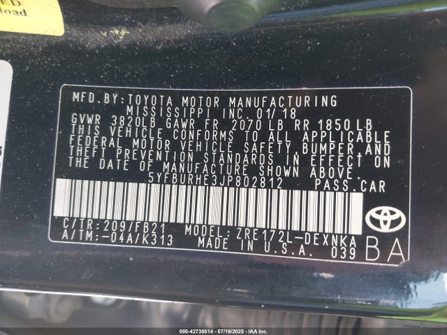 Toyota 2zr-fe 2018 5YFBURHE3JP802812 Image 9