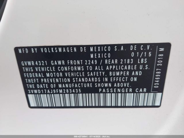 2015 VOLKSWAGEN JETTA 3VWD17AJ9FM283435 Photo 8