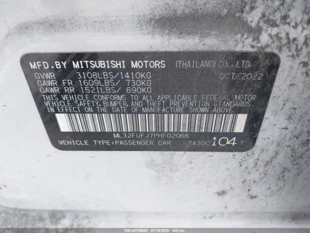 2023 MITSUBISHI MIRAGE G4 ML32FUFJ7PHF02066 Photo 8