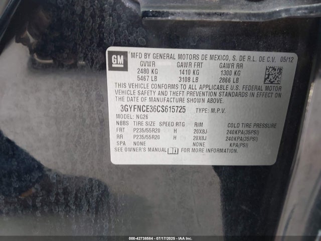 2012 CADILLAC SRX 3GYFNCE36CS615725 Photo 8