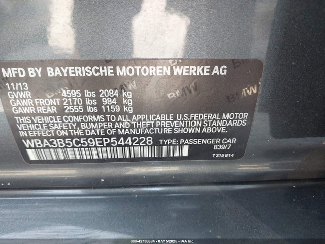 Aukcja sprzedaży 2014 Bmw 328i Xdrive, vin: WBA3B5C59EP544228, numer aukcji: 42738694