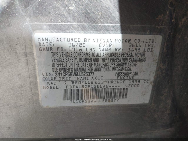 3N1CP5BV6LL525377 Nissan Kicks