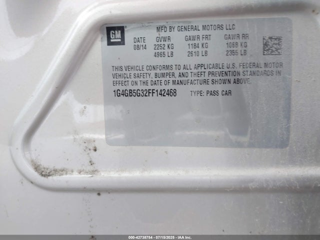 Buick lfx 2015 1G4GB5G32FF142468 Image 9