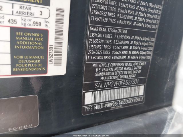 2015 LAND ROVER RANGE ROVER SPORT SALWR2VF0FA527301 Photo 8