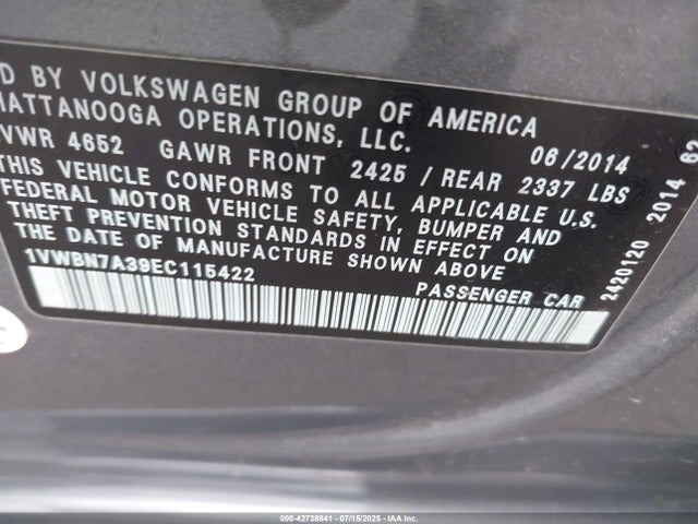 1VWBN7A39EC115422 Volkswagen 2014