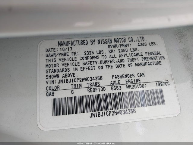JN1BJ1CP2HW034358 Nissan ROGUE SPORT