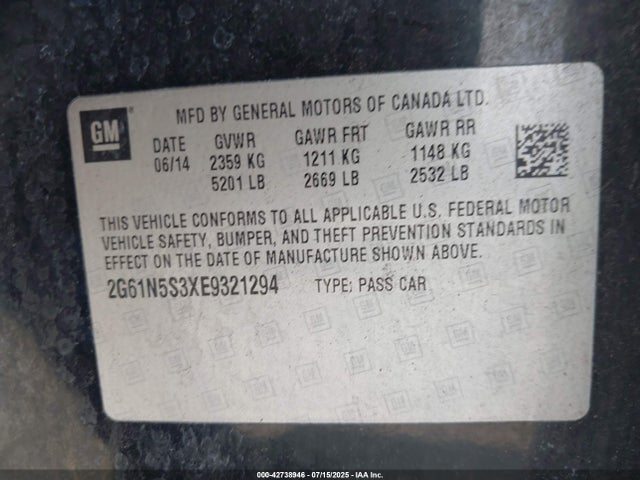 2014 CADILLAC XTS 2G61N5S3XE9321294 Photo 8
