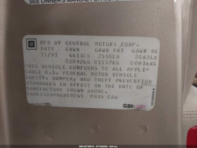 1992 CADILLAC SEVILLE 1G6KS53B2NU816546 Photo 8