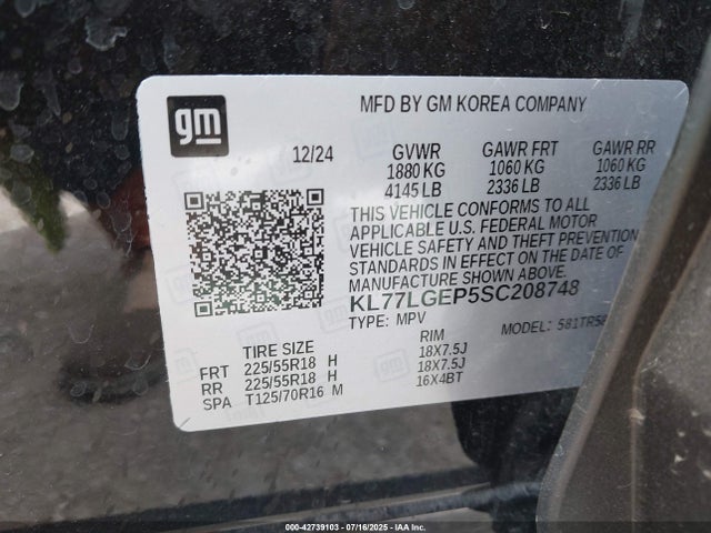 KL77LGEP5SC208748 Chevrolet lbp
