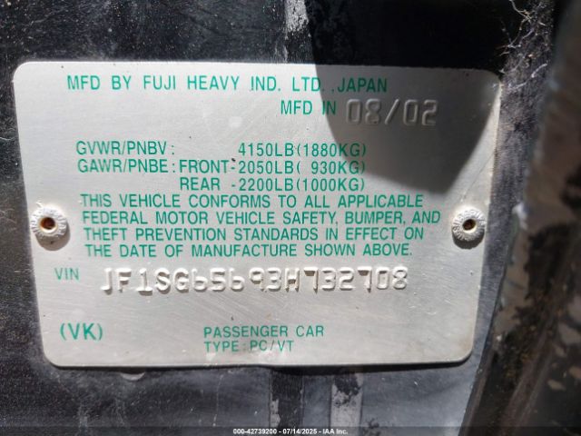 2003 SUBARU FORESTER JF1SG65693H732708 Photo 8