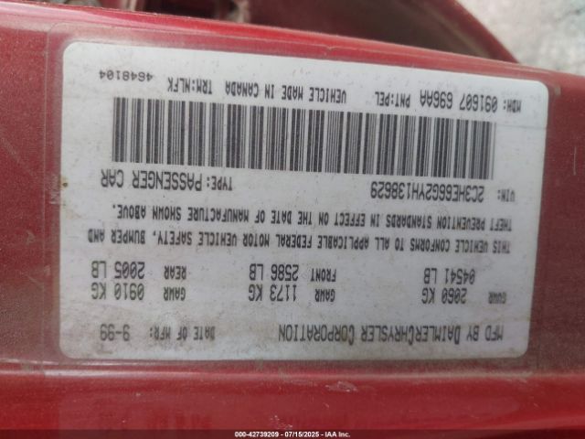 2000 CHRYSLER 300M 2C3HE66G2YH138629 Photo 8