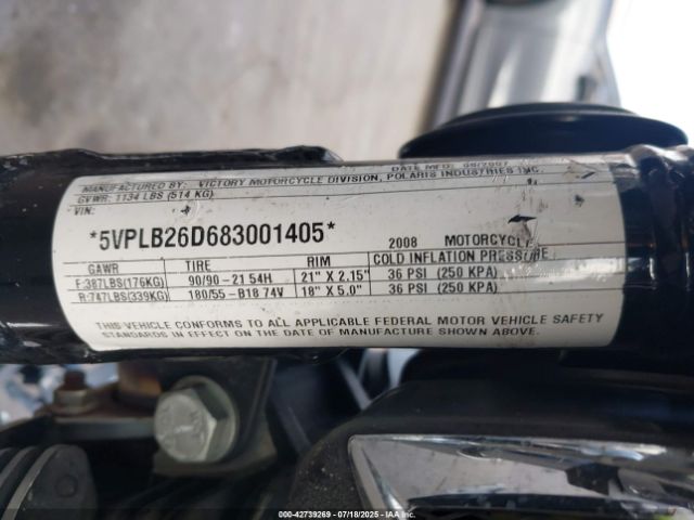 2008 VICTORY MOTORCYCLES VEGAS 5VPLB26D683001405 Photo 9