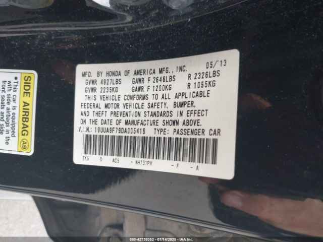 2013 ACURA TL 19UUA9F79DA005416 Photo 8