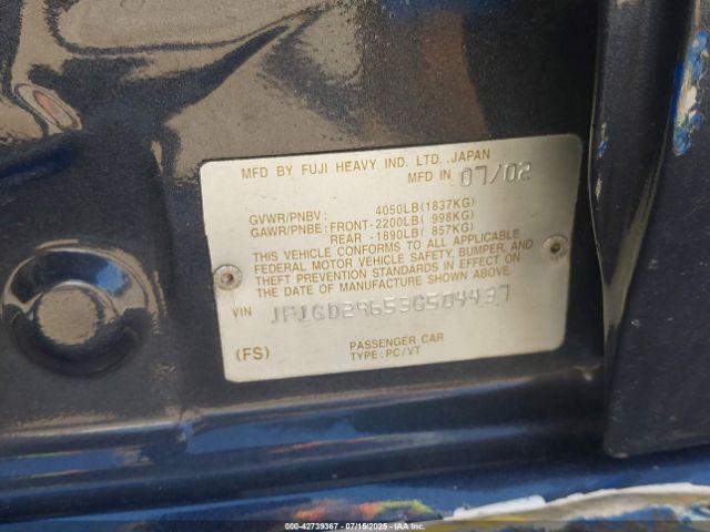 2003 SUBARU IMPREZA JF1GD29653G504437 Photo 8