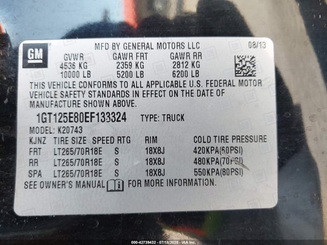 GMC lml 2014 1GT125E80EF133324 Image 9