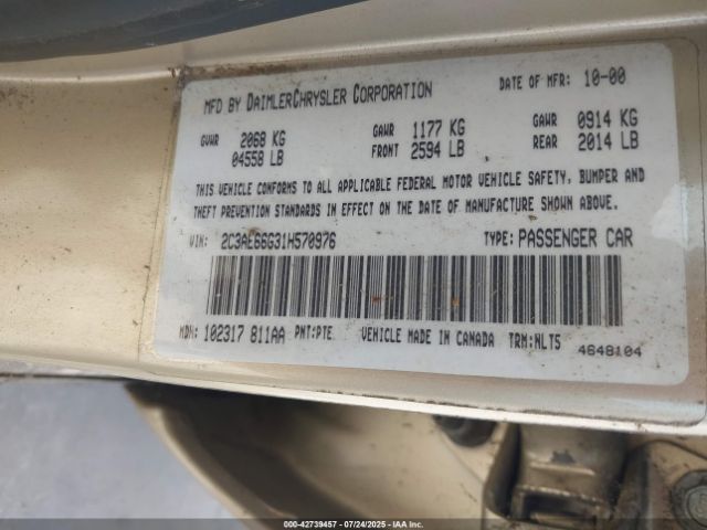 2001 CHRYSLER 300M 2C3AE66G31H570976 Photo 8