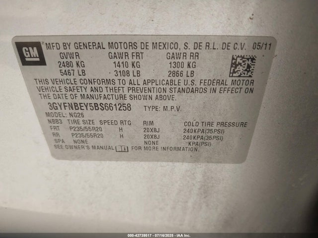 2011 CADILLAC SRX 3GYFNBEY5BS661258 Photo 8