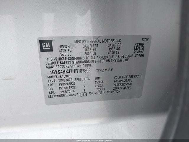 2017 CADILLAC ESCALADE ESV 1GYS4HKJ7HR187899 Photo 8