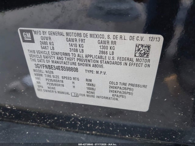 2014 CADILLAC SRX 3GYFNBE34ES598808 Photo 8