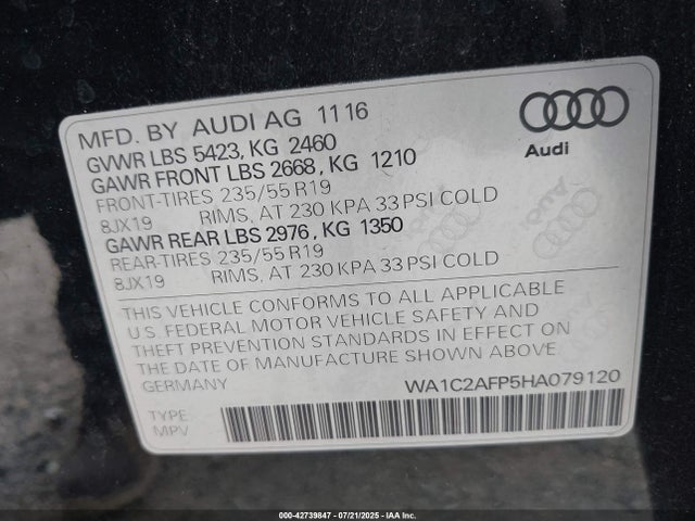 2017 AUDI Q5 WA1C2AFP5HA079120 Photo 8