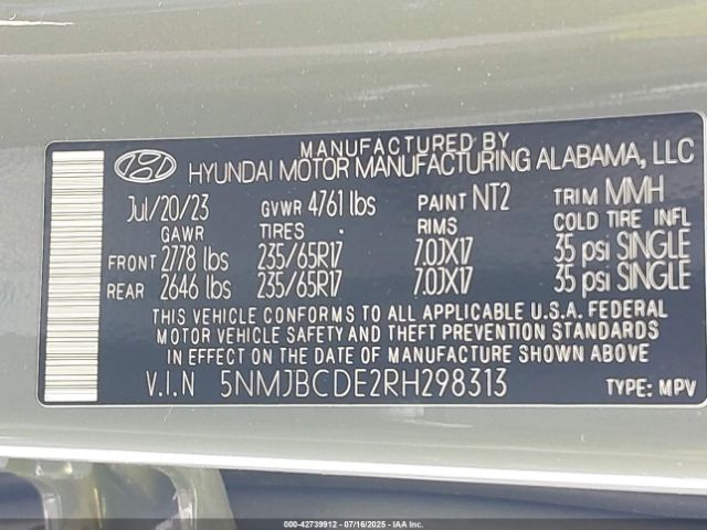 2024 HYUNDAI TUCSON 5NMJBCDE2RH298313 Photo 8