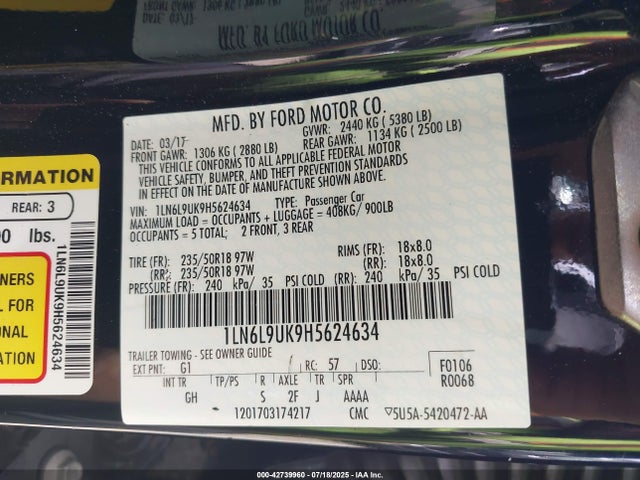 1LN6L9UK9H5624634 Lincoln 3.7l tivct