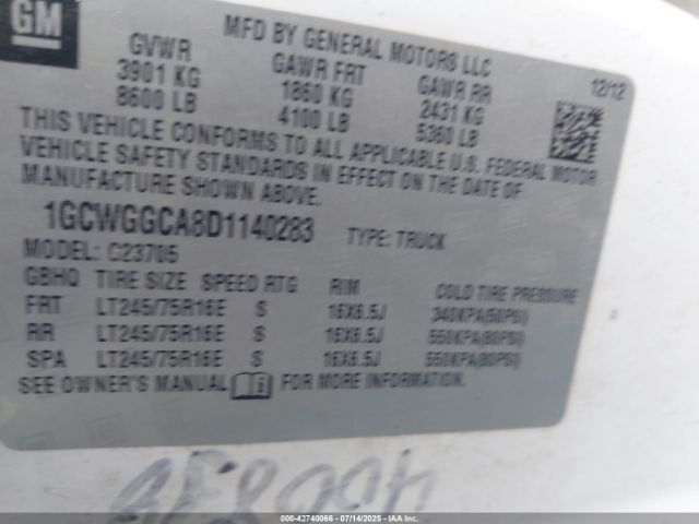 2013 CHEVROLET EXPRESS 2500 1GCWGGCA8D1140283 Photo 8