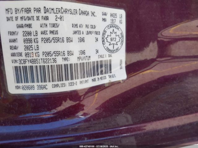 2001 CHRYSLER PT CRUISER 3C8FY4BB51T622136 Photo 8