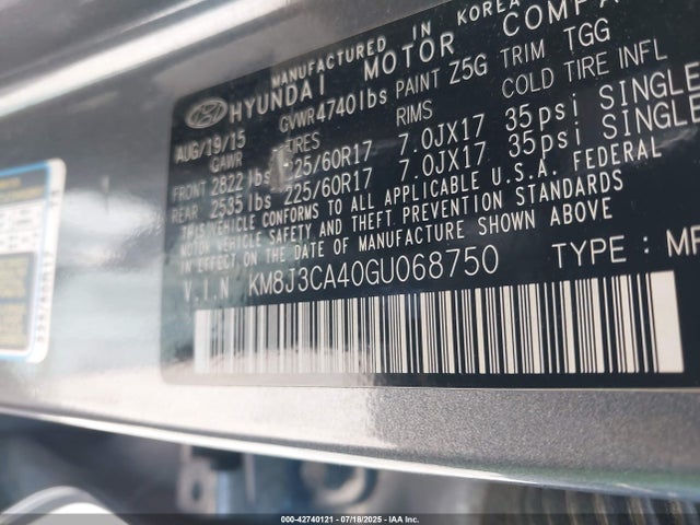 KM8J3CA40GU068750 Hyundai Tucson