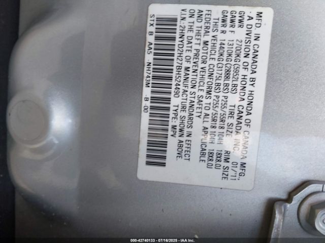 2011 ACURA MDX 2HNYD2H27BH524490 Photo 8