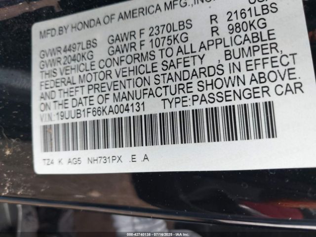 2019 ACURA TLX 19UUB1F66KA004131 Photo 8