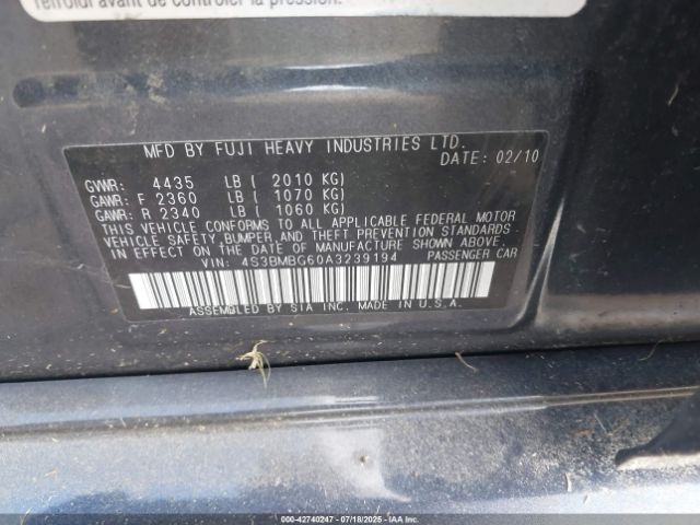 2010 SUBARU LEGACY 4S3BMBG60A3239194 Photo 8