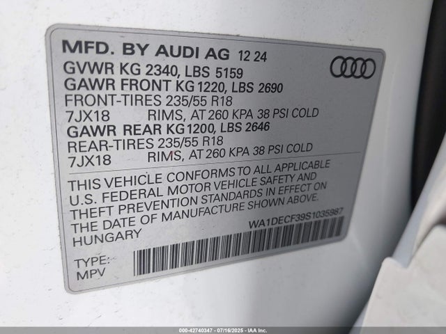 2025 AUDI Q3 WA1DECF39S1035987 Photo 8