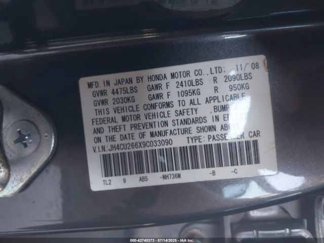 2009 ACURA TSX JH4CU266X9C033090 Photo 8