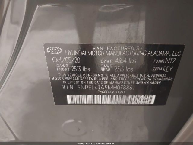 2021 HYUNDAI SONATA 5NPEL4JA5MH078861 Photo 8