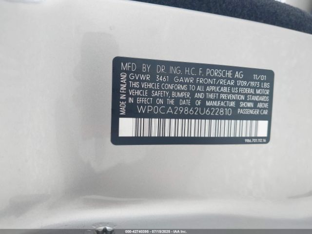 2002 PORSCHE BOXSTER WP0CA29862U622810 Photo 8