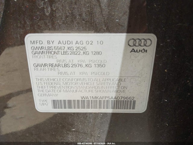 2010 AUDI Q5 WA1MKAFP5AA079662 Photo 8